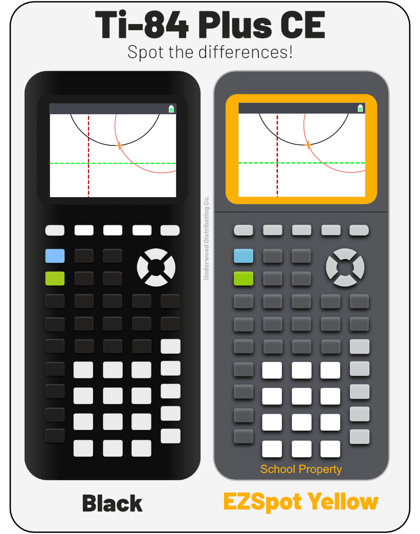 The difference between a normal Ti-84 Plus CE and the School Property / EZSpot edition - Underwood Distributing Co.
