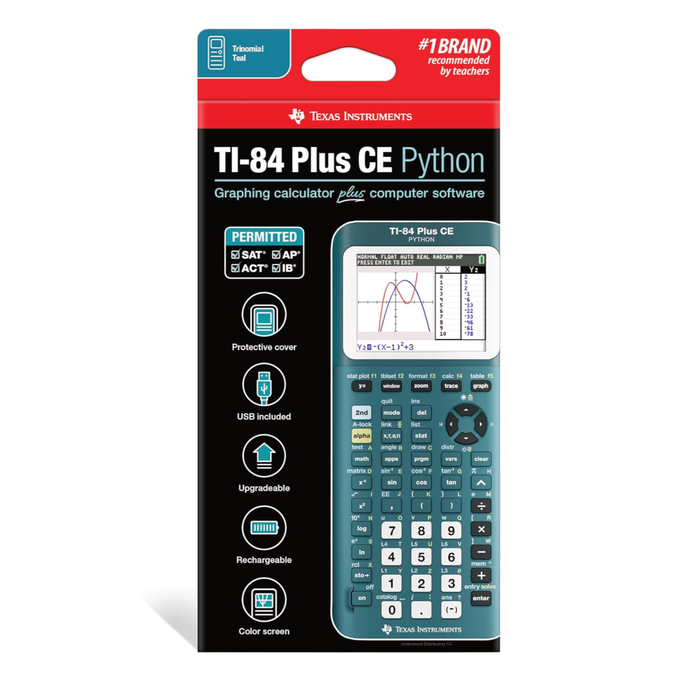 Ti-84 Plus CE Python Graphing Calculator - Trinomial Teal
