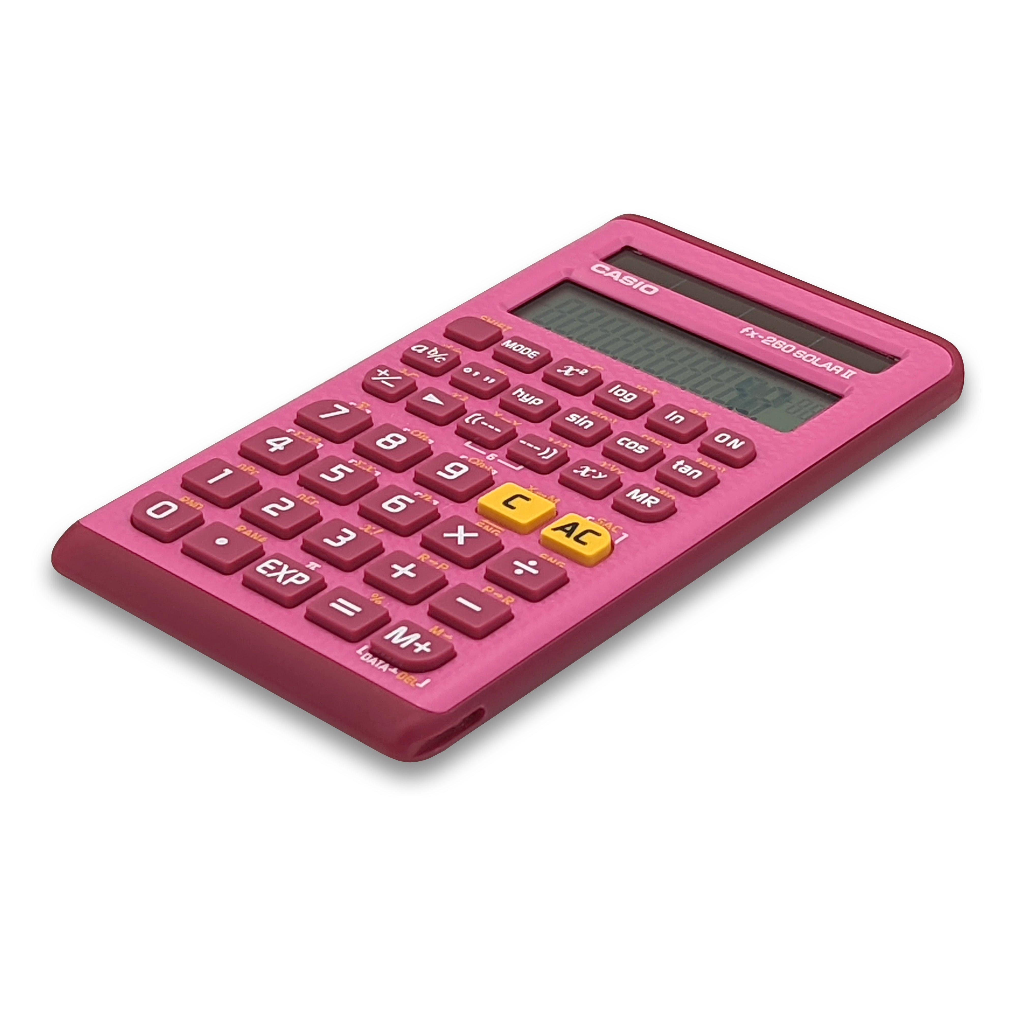 Casio fx-260 SOLAR II Calculator - Pink - Underwood Distributing Co.