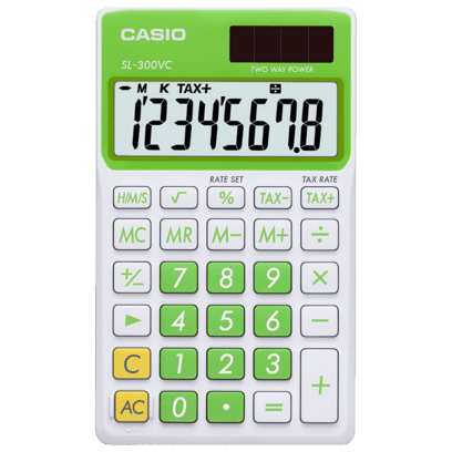 Casio SL300VC-GN Portable Calculator - Lime Green - Underwood Distributing Co.