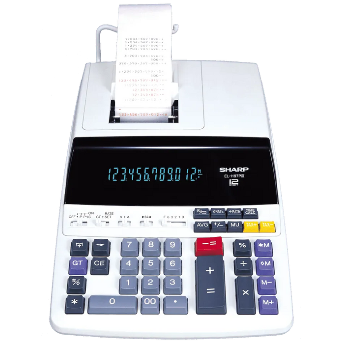 Sharp EL-1197PIII - 12 Digit Commerical Printing Calculator - Underwood Distributing Co.