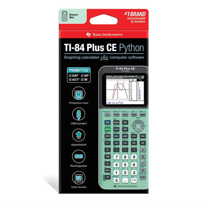 Ti-84 Plus CE Python Graphing Calculator - Measure Mint - Underwood Distributing Co.