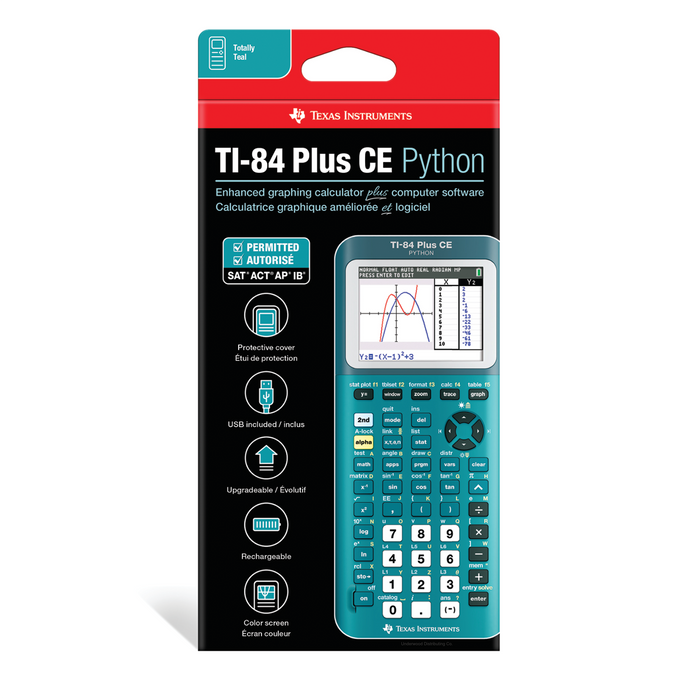 Ti-84 Plus CE Python Graphing Calculator - Totally Teal - Underwood Distributing Co.