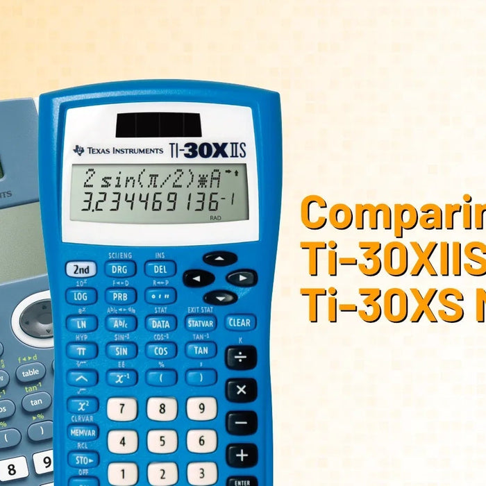 Texas Instruments TI-30X IIS and TI-30XS MultiView calculators comparison graphic