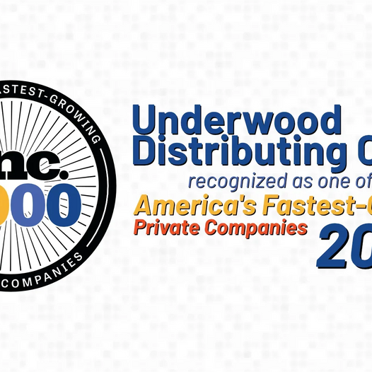 Underwood Distributing Co. Inc. 5000 award badge for America's fastest-growing private companies 2025.