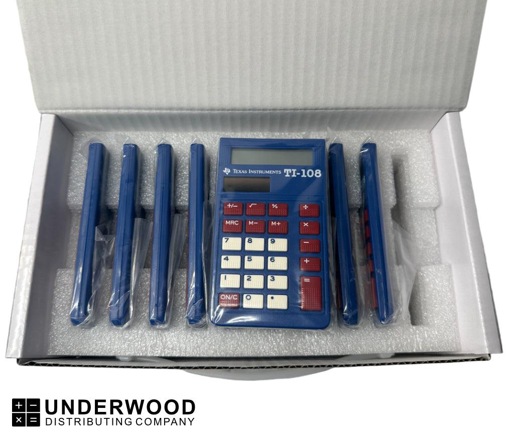 Texas Instruments TI-108 elementary calculators teacher kit in box, Underwood Distributing