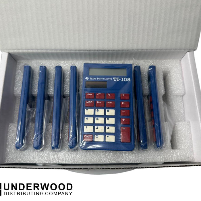 Texas Instruments TI-108 elementary calculators teacher kit in box, Underwood Distributing