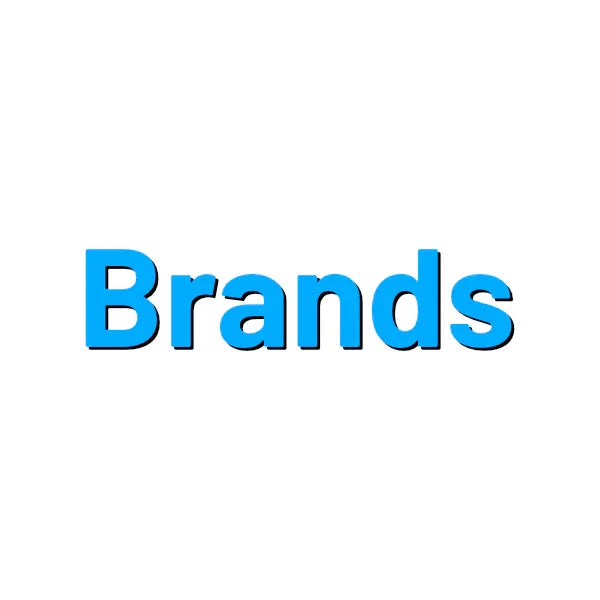 Blue 'Brands' text on white background for Underwood Distributing Co. brands category