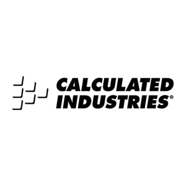 Calculated Industries logo in black text with geometric icon, Underwood Distributing Co.