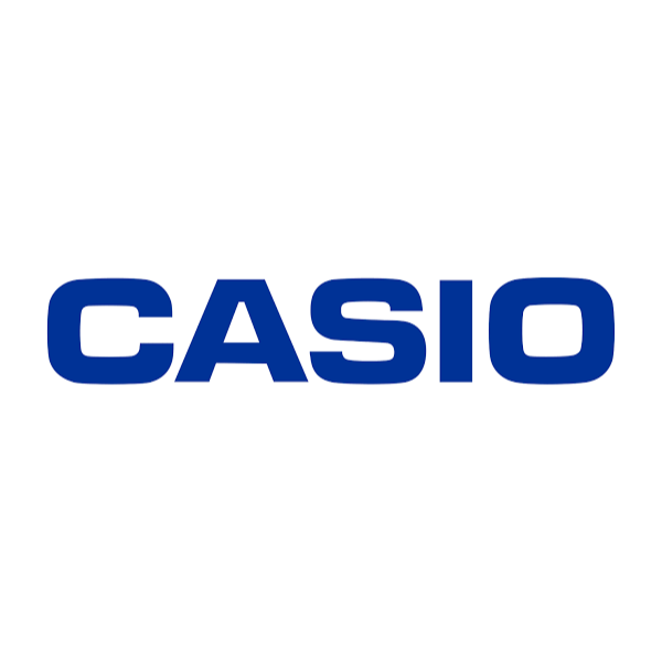 CASIO logo in blue on white, Casio calculators at Underwood Distributing Co.