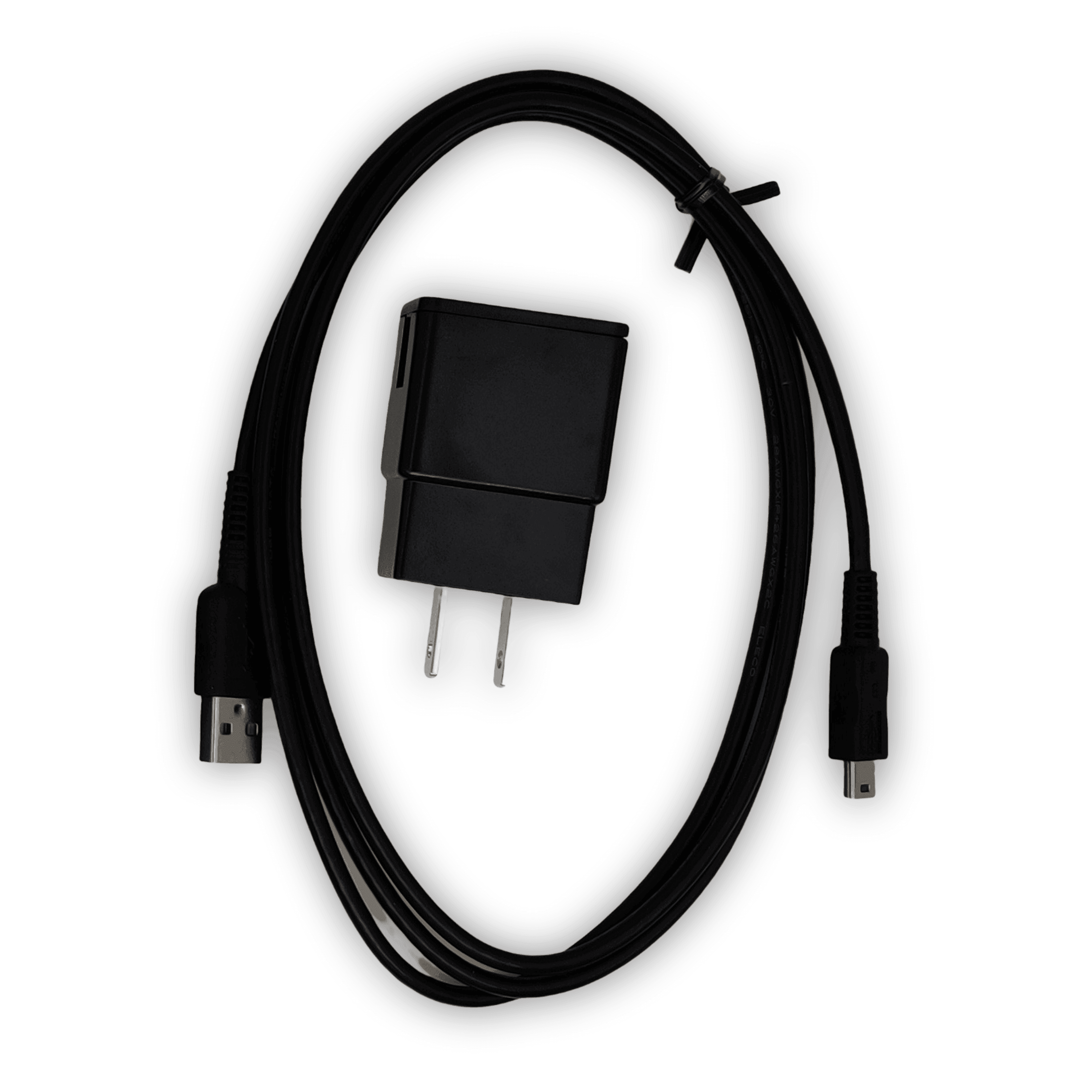 Black wall charger and USB cable for calculators from Underwood Distributing Co.