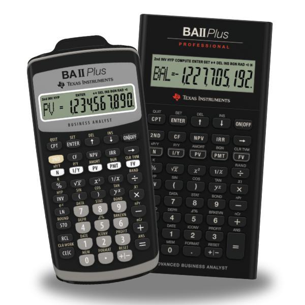 Texas Instruments BA II Plus and BA II Plus Professional financial calculators at Underwood Distributing Co.