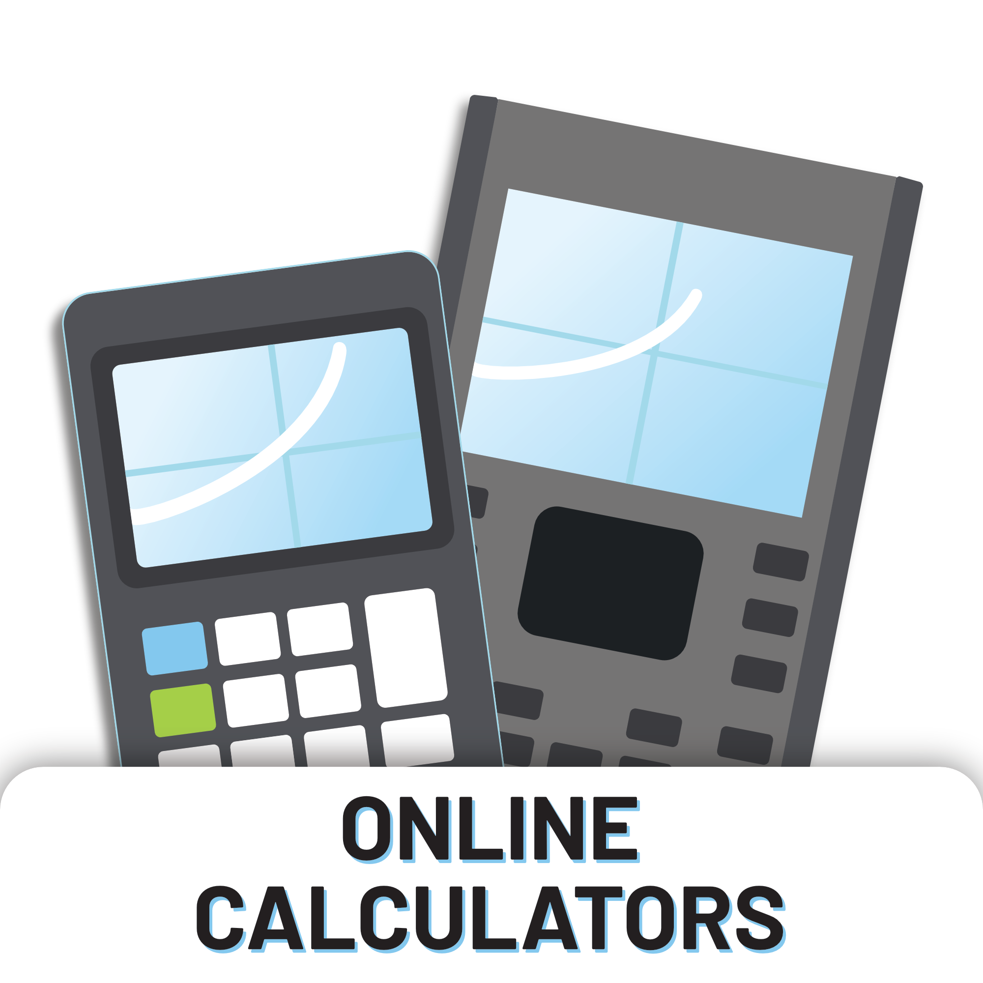Graphic of two scientific calculators with 'Online Calculators' text, Underwood Distributing Co.
