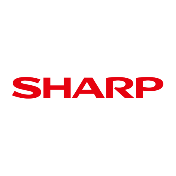 Sharp logo in bold red text on white background, Underwood Distributing Co dealer