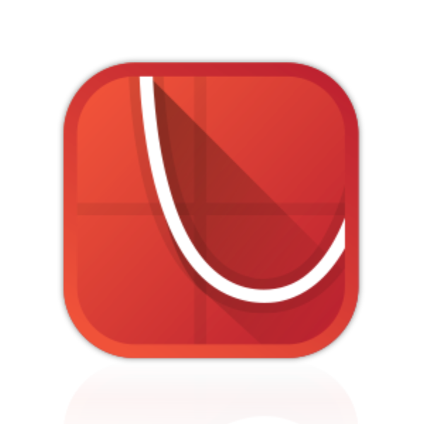 Red software icon with graph curve, symbolizing math or STEM software at Underwood Distributing Co.