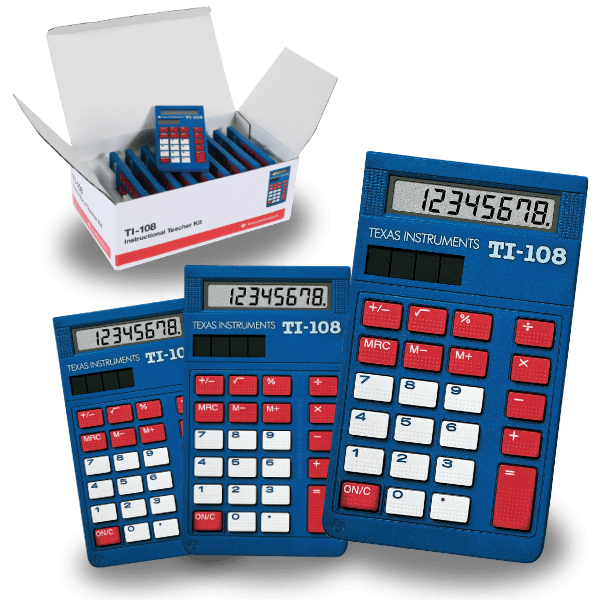 Texas Instruments TI-108 blue calculators classroom kit from Underwood Distributing Co.