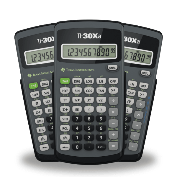 Three Texas Instruments TI-30Xa scientific calculators from Underwood Distributing Co.