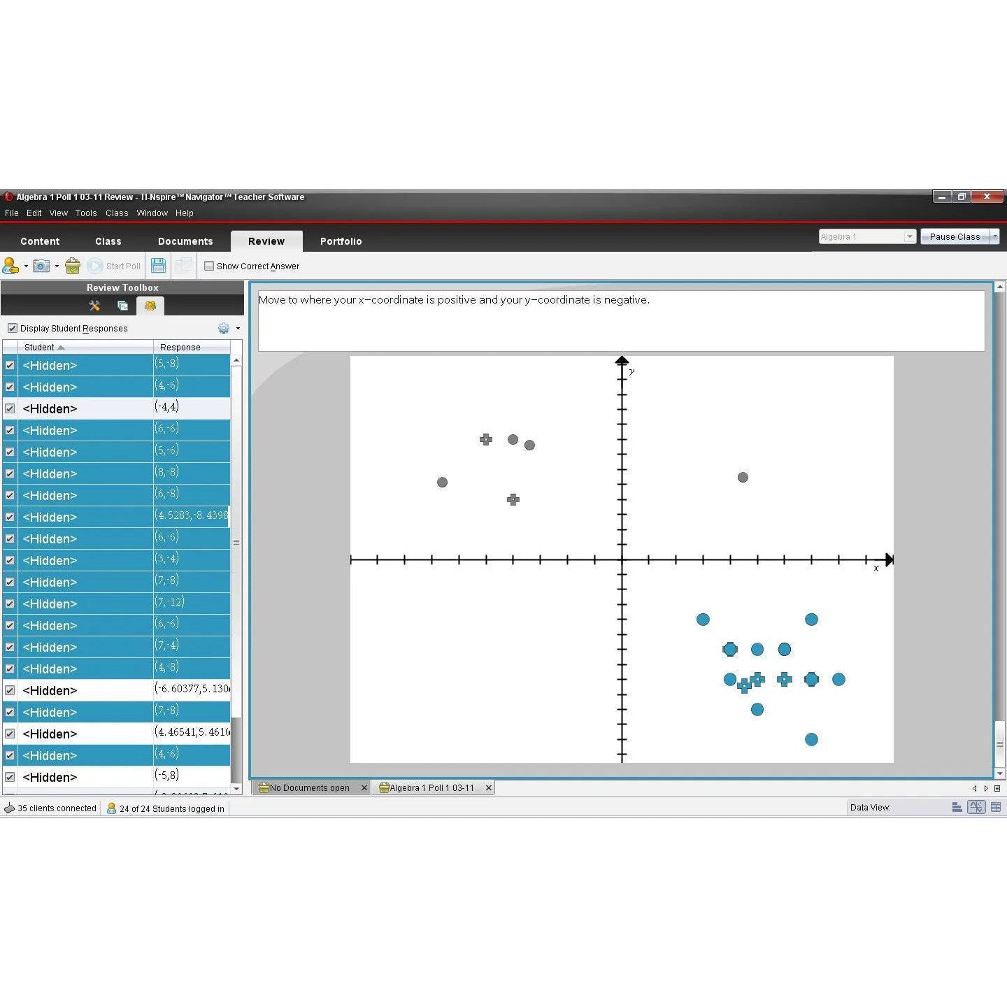 TI-Nspire CX Navigator student response graph on Underwood Distributing Co. site