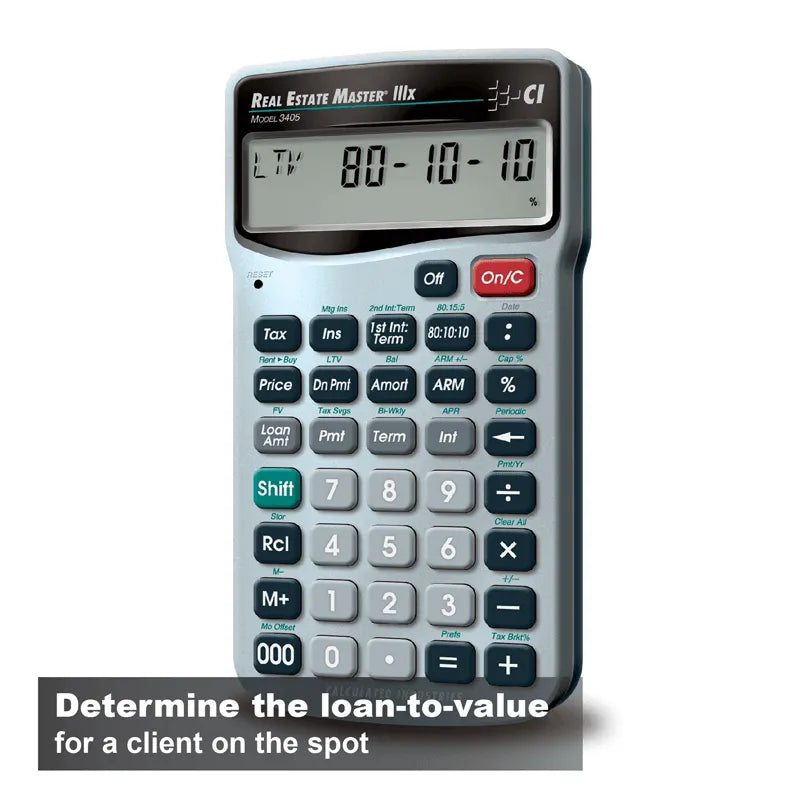 CI Real Estate Master IIIx model 3405 calculator, loan-to-value display, educational electronics