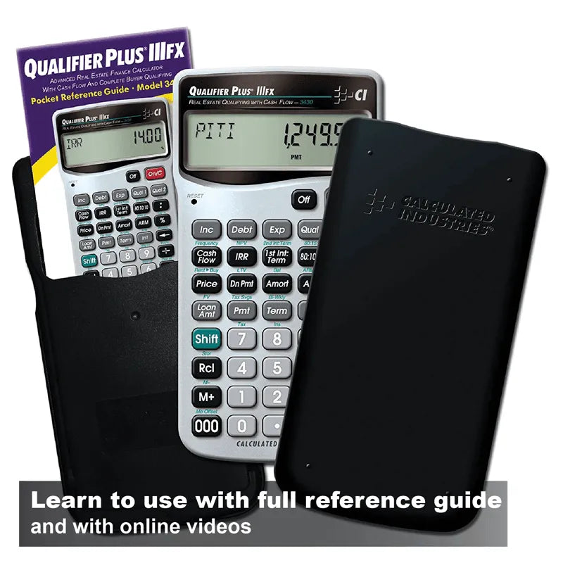 Qualifier Plus IIIFx calculator with protective case and reference guide from Underwood Distributing Co.