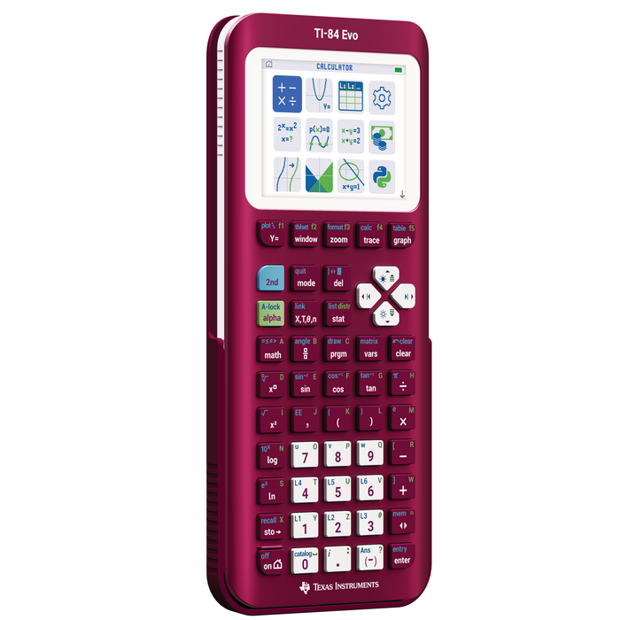 TI-84 Evo Graphing Calculator - Raspberry (Metallic) - Underwood Distributing Co.