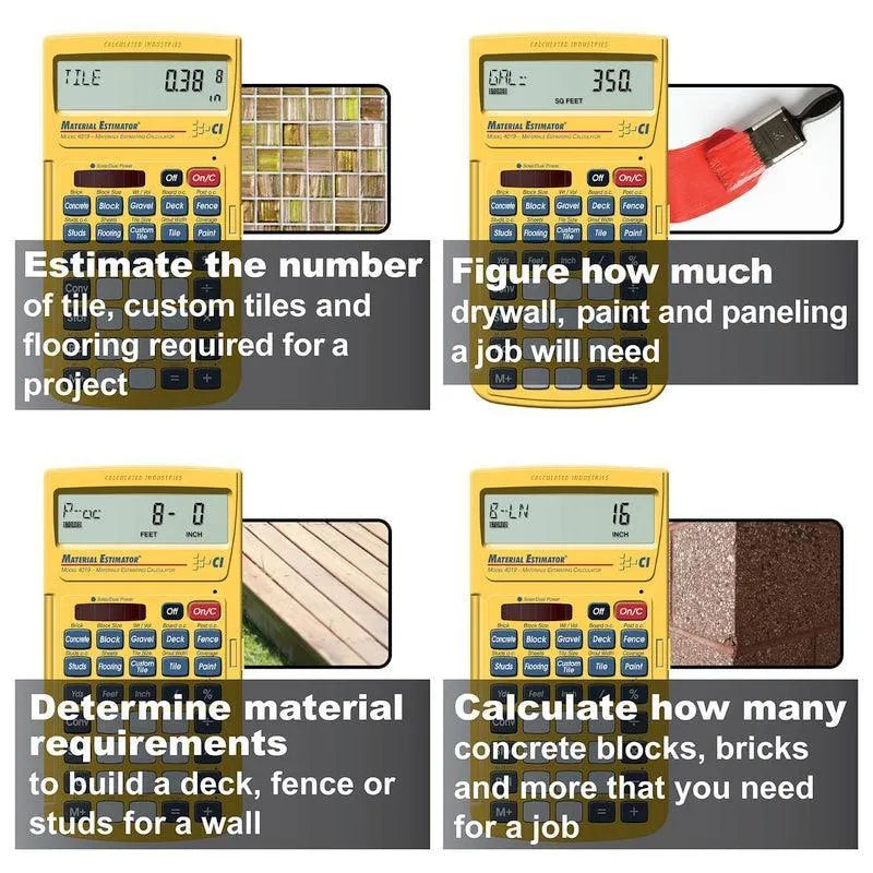 Material Estimator calculators for tile, paint, decking, and brick project calculations by Underwood Distributing Co.