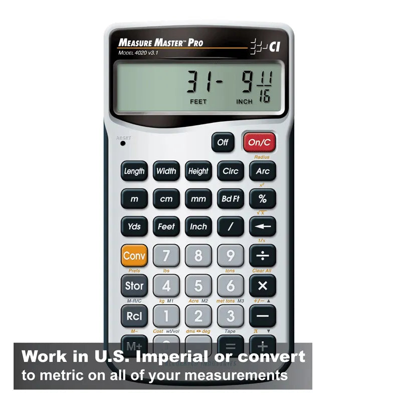 Measure Master Pro calculator for metric and imperial conversion, displayed on white background