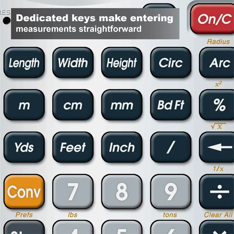 Measure Master Pro calculator keypad with measurement keys at Underwood Distributing Co.