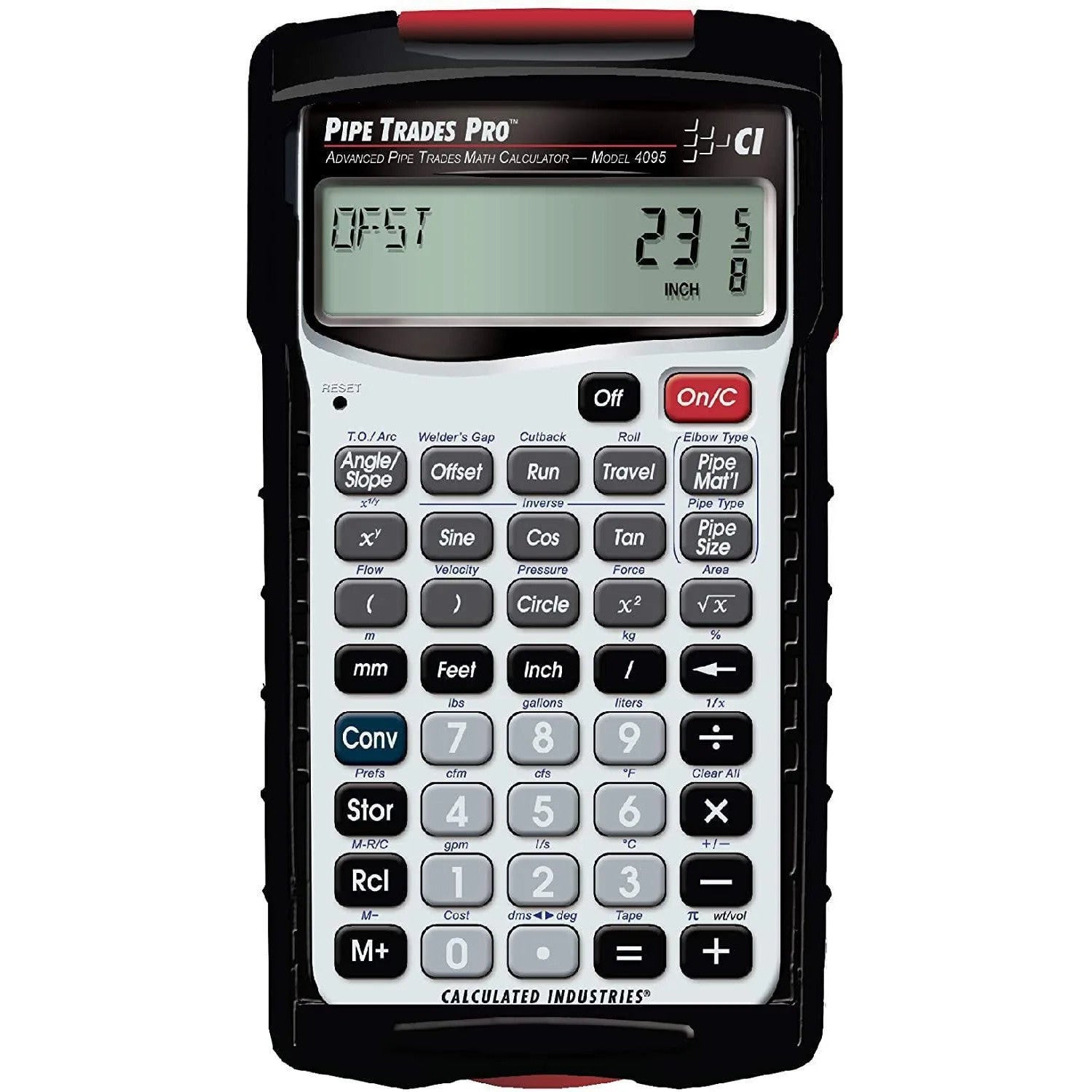 Pipe Trades Pro Model 4095 advanced math calculator with specialized trade buttons, sold by Underwood Distributing Co.