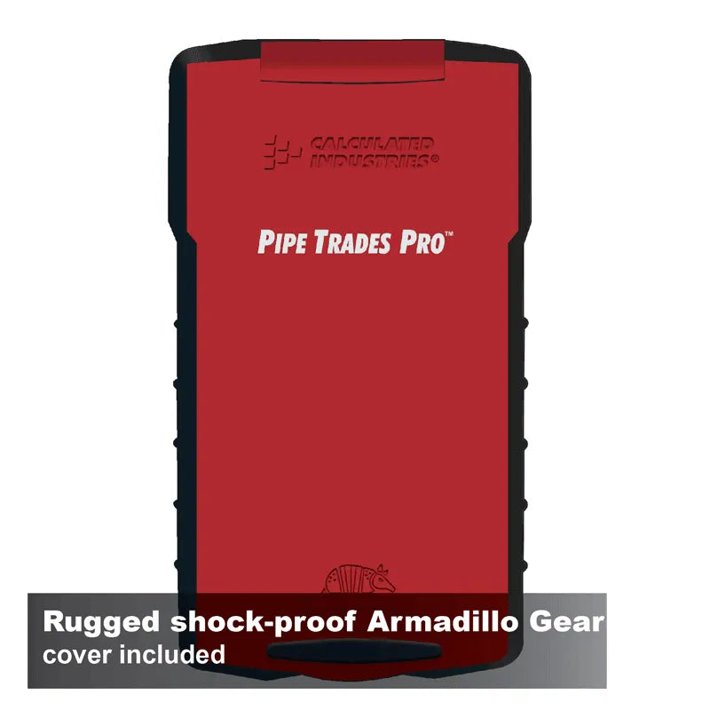 Pipe Trades Pro calculator with rugged red Armadillo Gear shock-proof cover, Underwood Distributing Co.