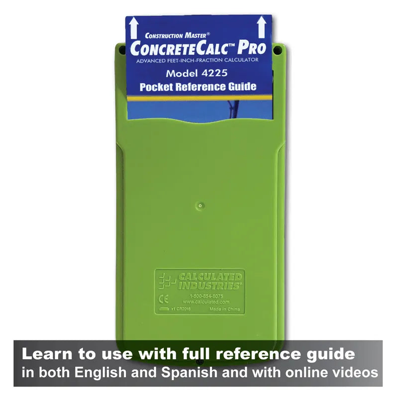 ConcreteCalc Pro Model 4225 Pocket Reference Guide in green case, Underwood Distributing Co.