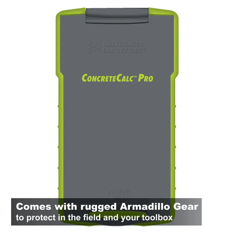 ConcreteCalc Pro calculator with rugged Armadillo Gear case for field protection