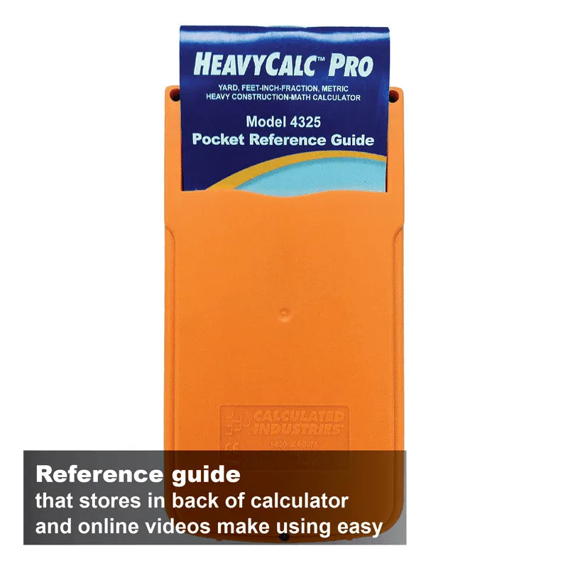 HeavyCalc Pro calculator with orange case and pocket reference guide, Underwood Distributing Co.