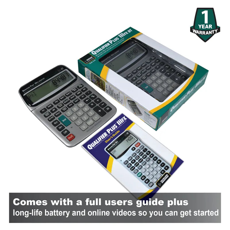 Qualifier Plus IIIx/IIIFX calculator with user guide and box, Underwood Distributing Co.