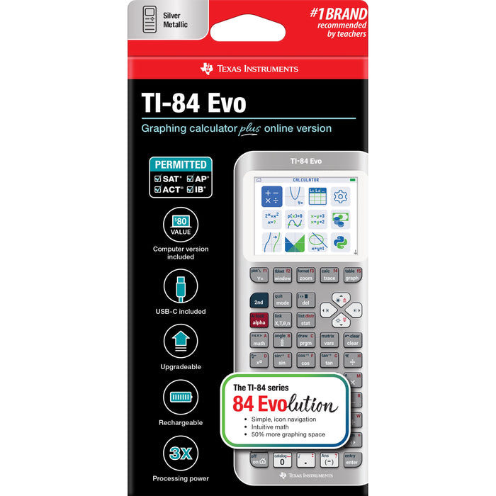 TI-84 Evo Graphing Calculator - Silver (Metallic)