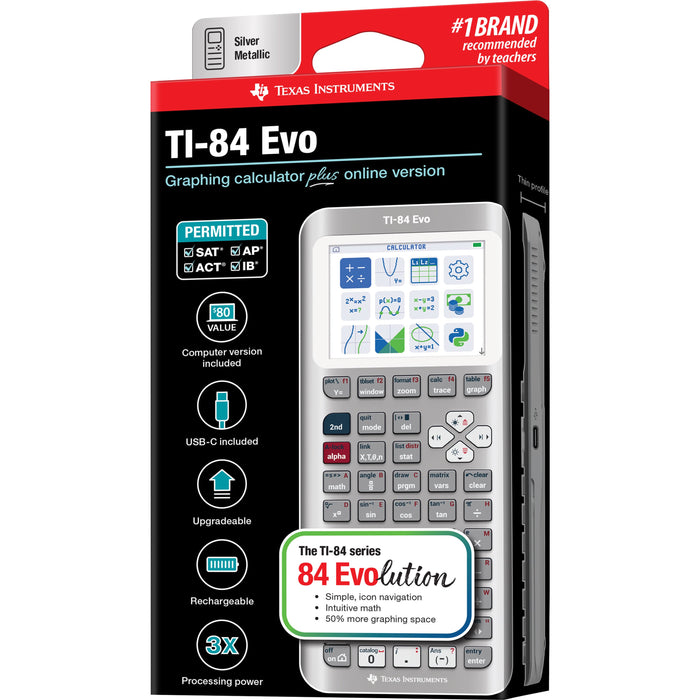 TI-84 Evo Graphing Calculator - Silver (Metallic)