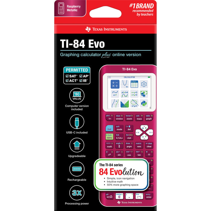 TI-84 Evo Graphing Calculator - Raspberry (Metallic)