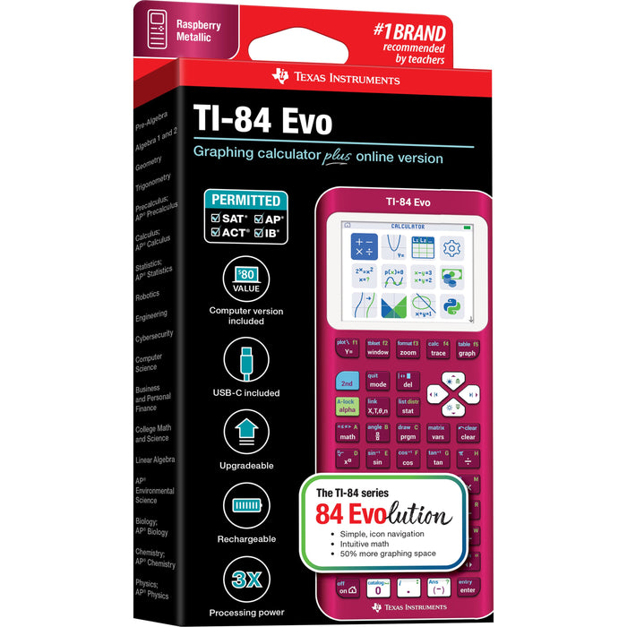 TI-84 Evo Graphing Calculator - Raspberry (Metallic)