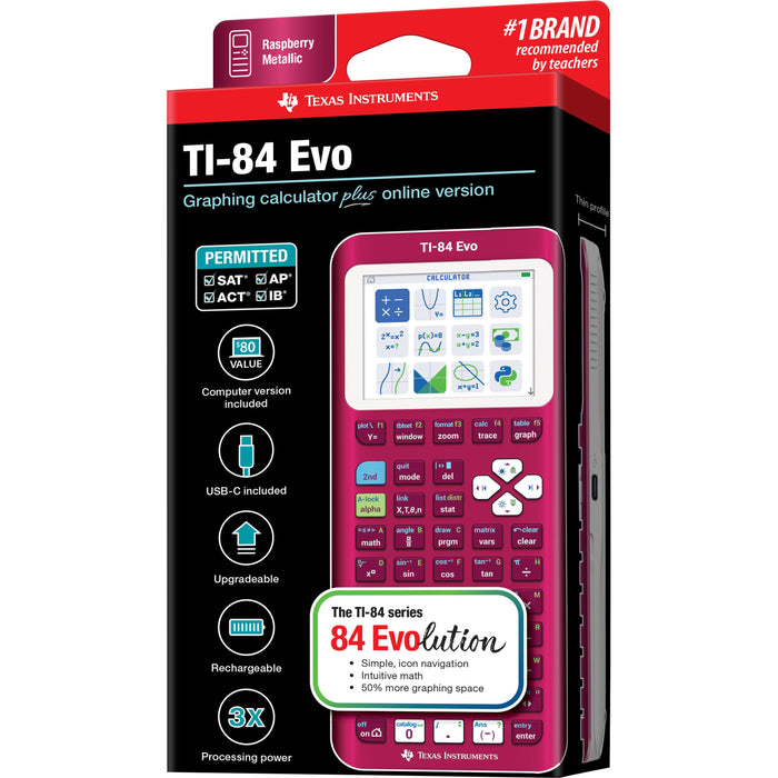 TI-84 Evo Graphing Calculator - Raspberry (Metallic)