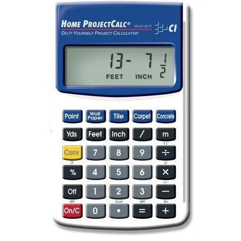 Home ProjectCalc 8510 do-it-yourself project calculator for feet and inches, distributed by Underwood Distributing Co.