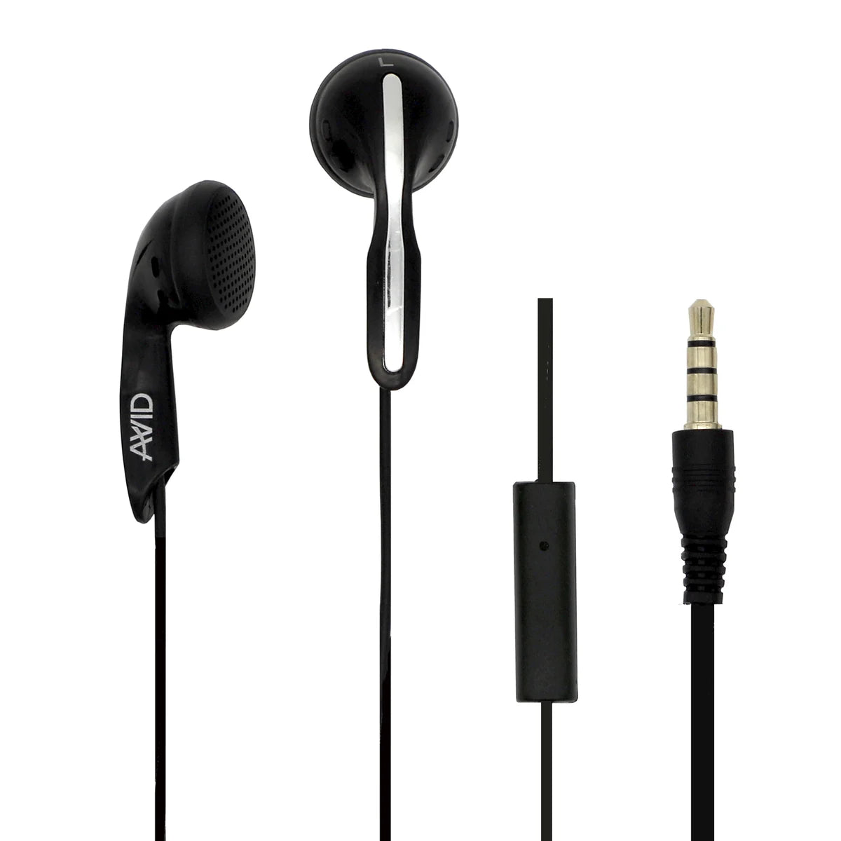 Avid Education AE-1M Stereo Earbuds with Inline Controls, Black - Underwood Distributing Co.
