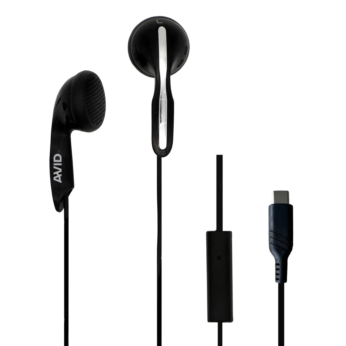 Avid Education AE-1M Stereo Earbuds with Inline Controls, Black - Underwood Distributing Co.