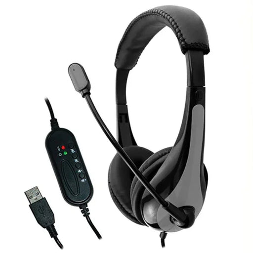 AVID Education AE-39 USB Headset with Microphone and Inline Controls, Gray - Underwood Distributing Co.