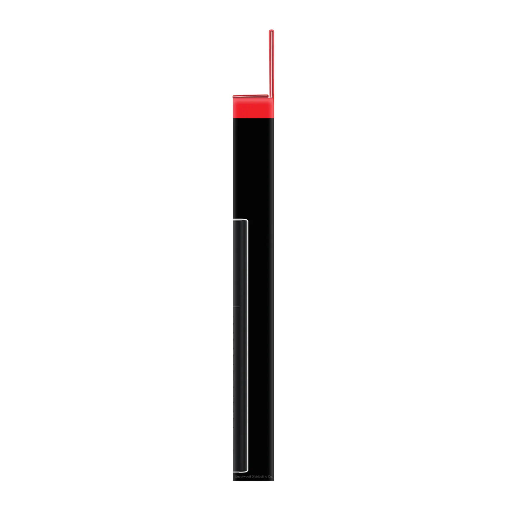 Side view of BA II Plus Professional financial calculator with red cover, Underwood Distributing Co.