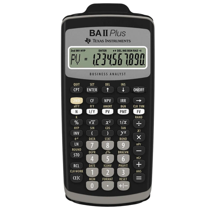 Texas Instruments BA II Plus financial calculator with display, sold by Underwood Distributing Co.