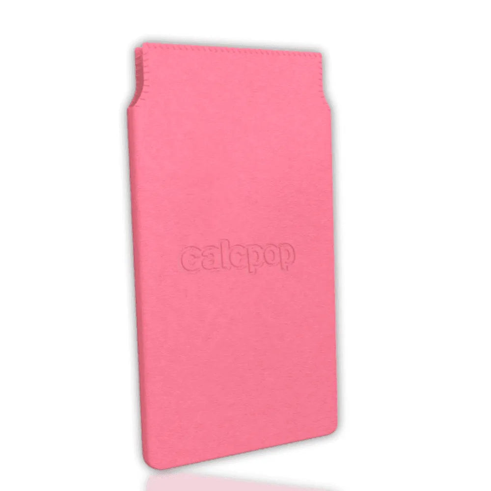 Pink faux leather calculator cover for BA II Plus Professional, embossed with 'calcpop', Underwood Distributing Co.
