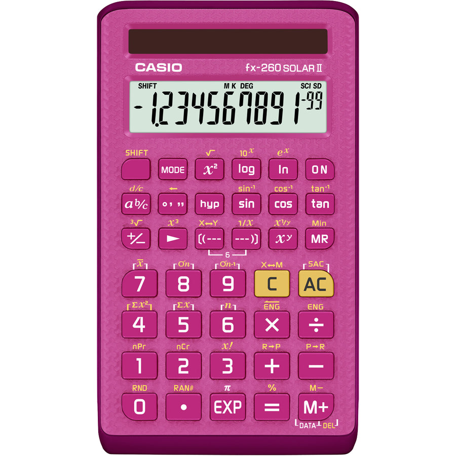 Casio fx-260 SOLAR II Calculator - Pink - Underwood Distributing Co.