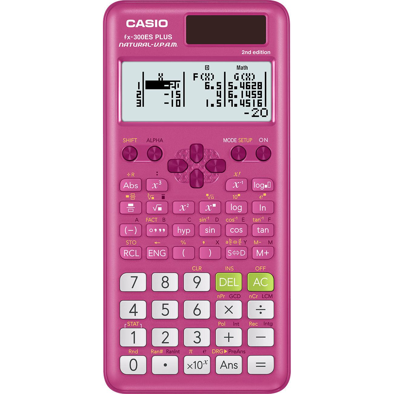 Casio fx-300ES PLUS 2nd Edition Scientific Calculator - Pink - Underwood Distributing Co.