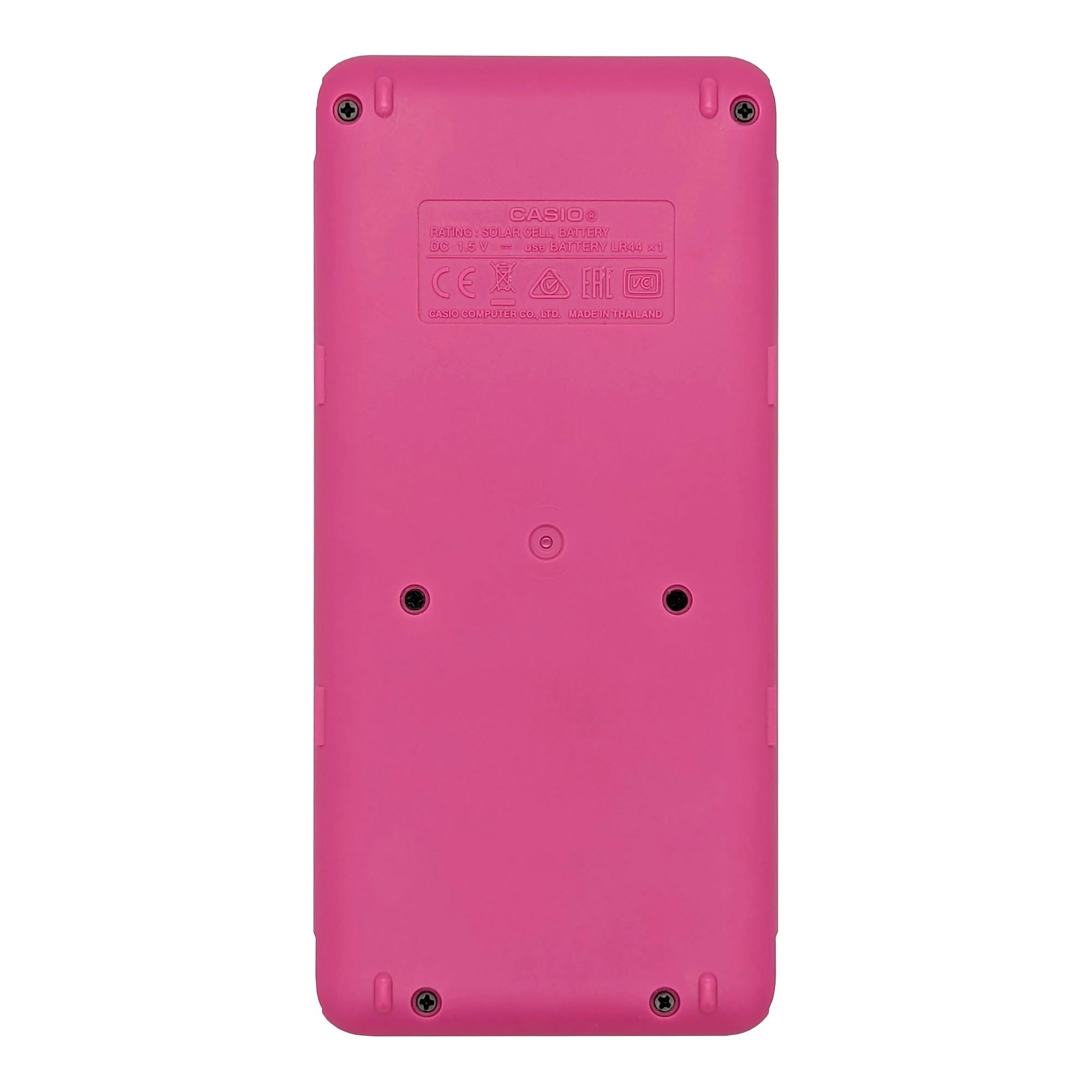 Back view of pink Casio fx-300ES Plus 2nd Edition scientific calculator