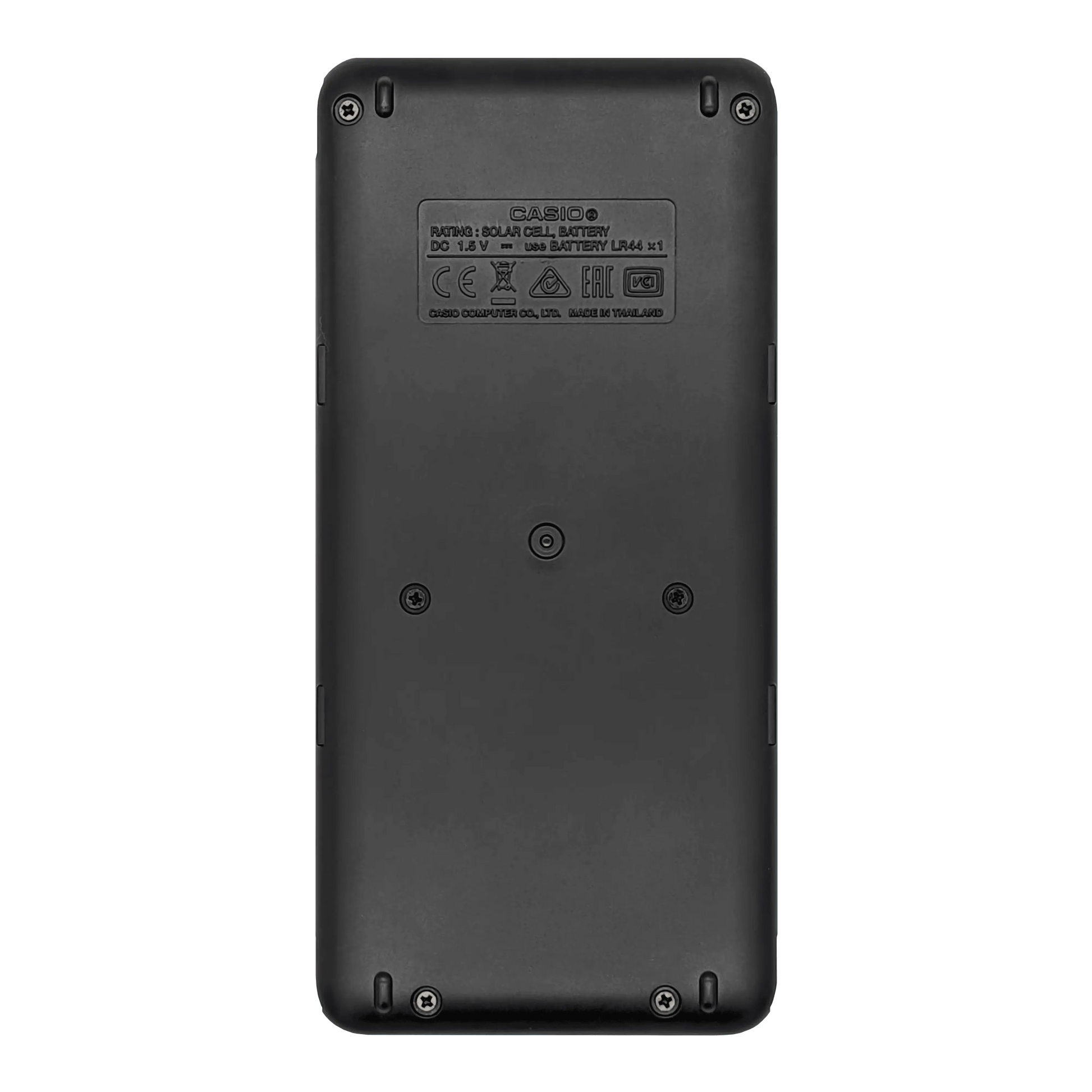 Back view of Casio fx-300ES Plus 2nd Edition scientific calculator, black case, sold by Underwood Distributing Co.